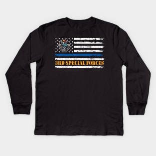 US Army 3rd Special Forces Group USA Flag De Oppresso Liber SFG - Gift for Veterans Day 4th of July or Patriotic Memorial Day Kids Long Sleeve T-Shirt